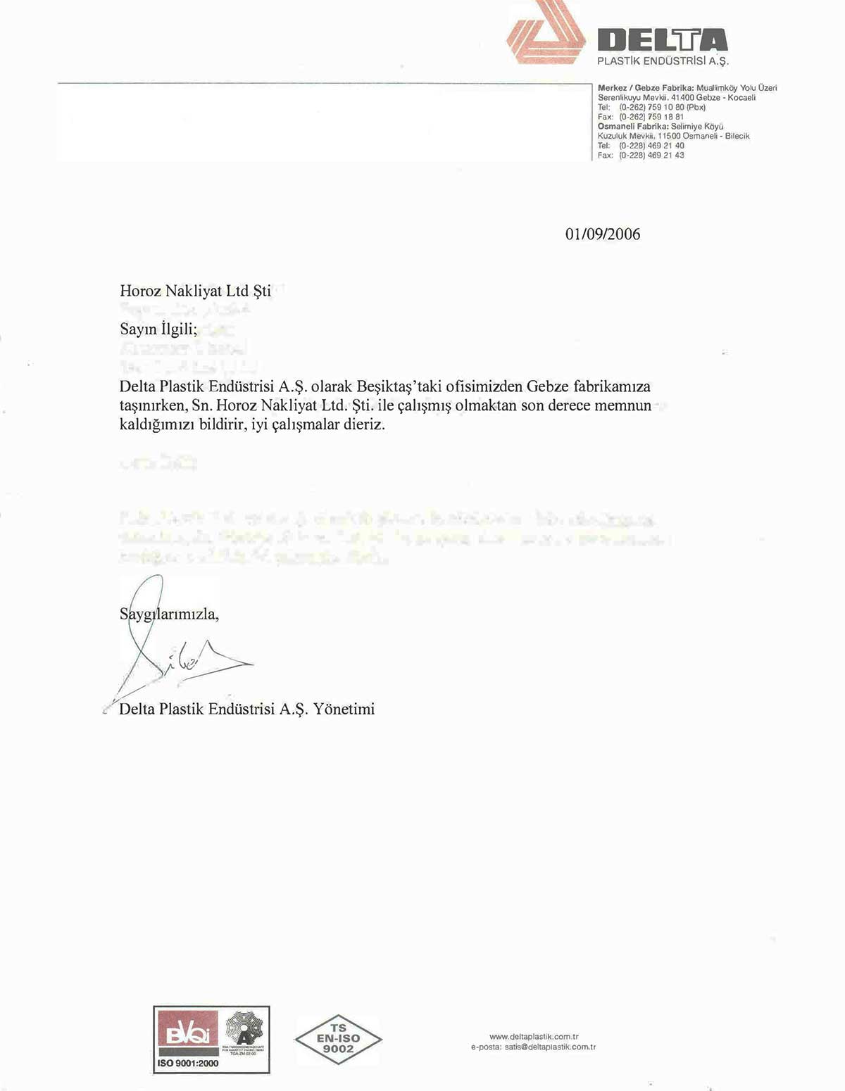 Horoz Nakliyat referans mektubu 6