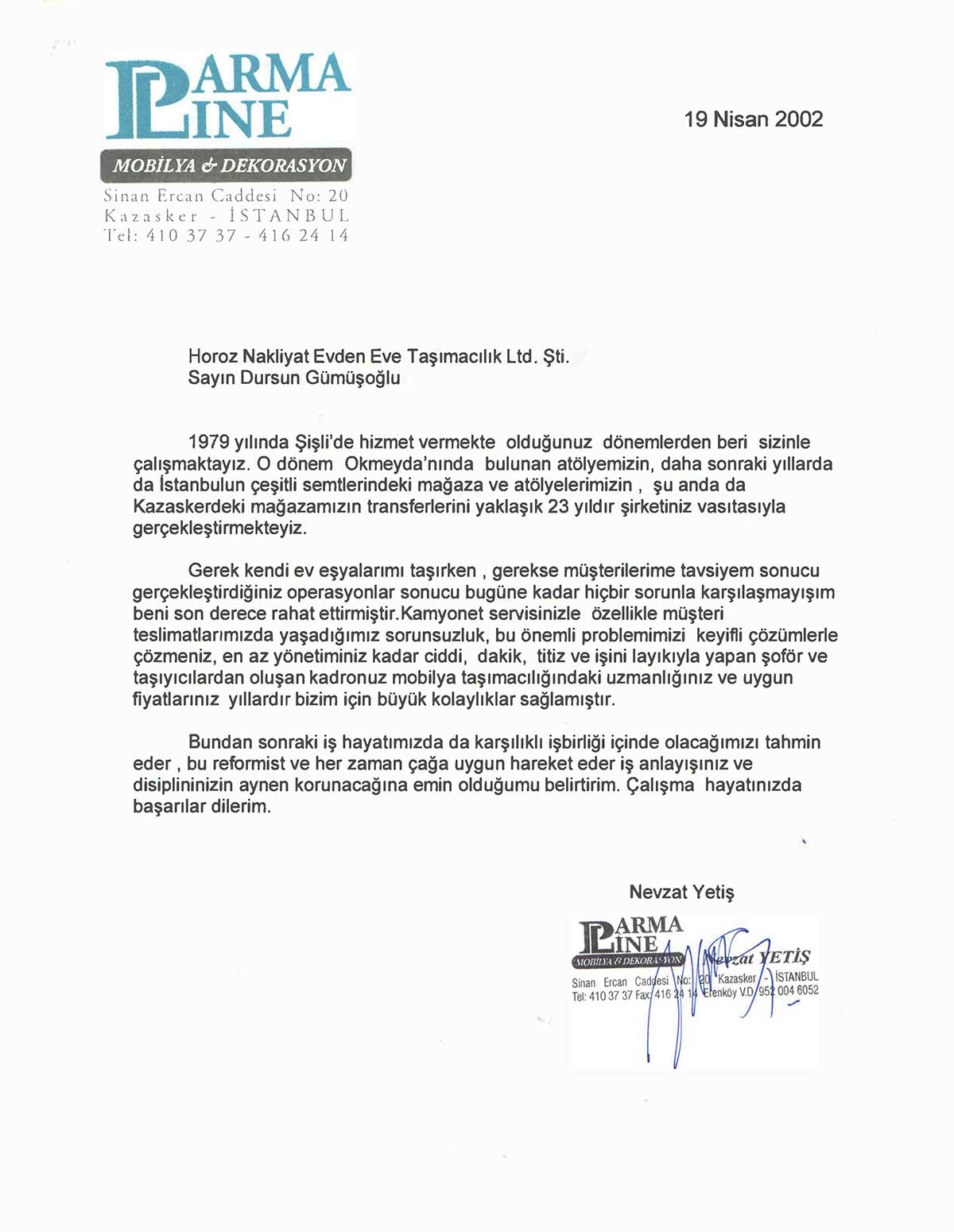 Horoz Nakliyat referans mektubu 14