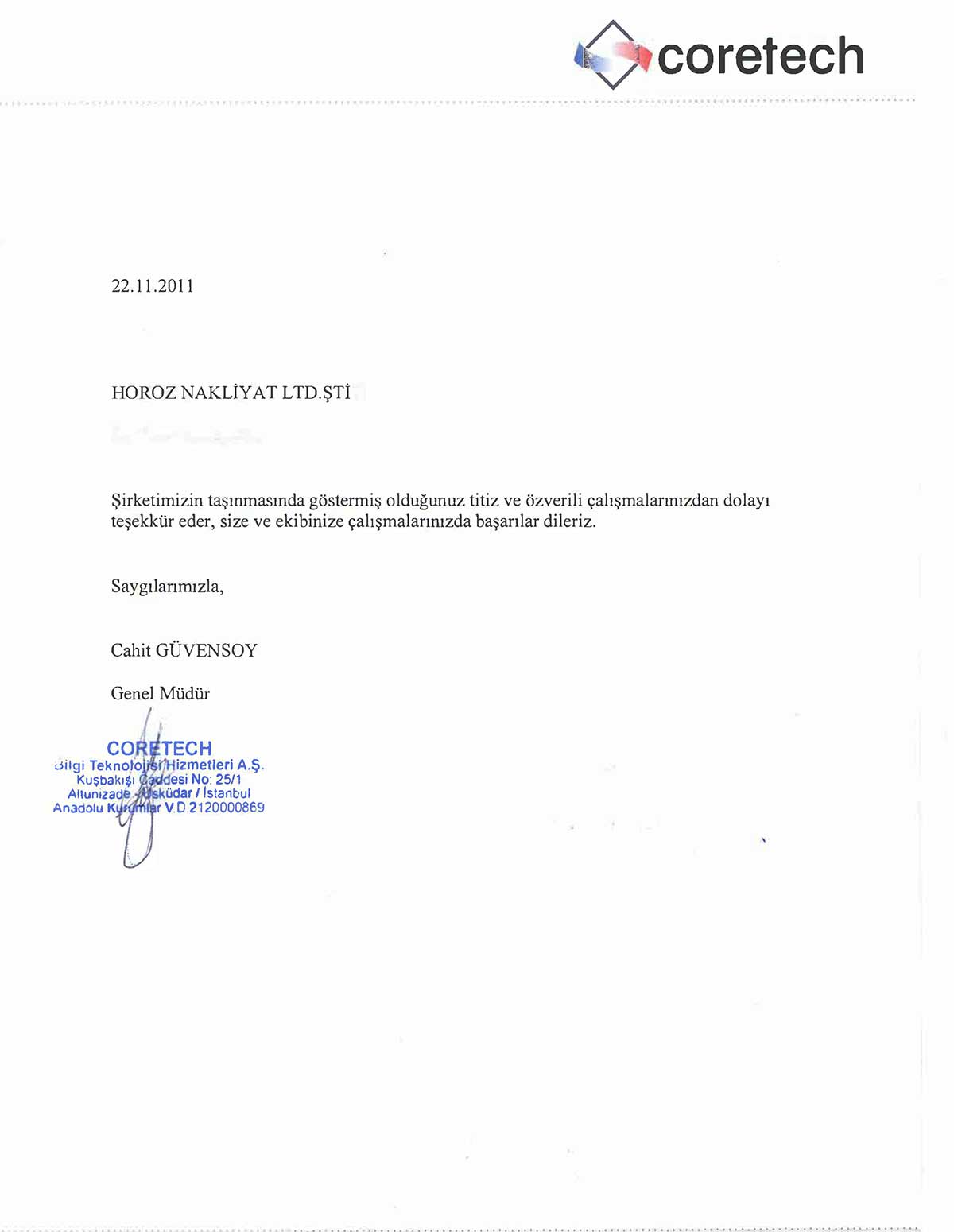 Horoz Nakliyat referans mektubu 22