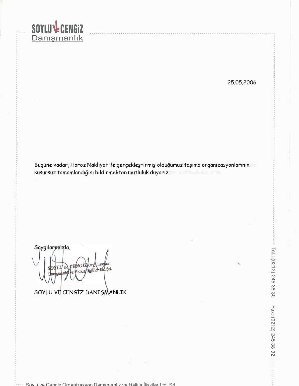 Horoz Nakliyat referans mektubu 23