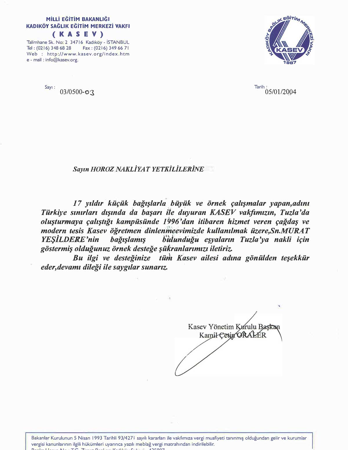 Horoz Nakliyat referans mektubu 29