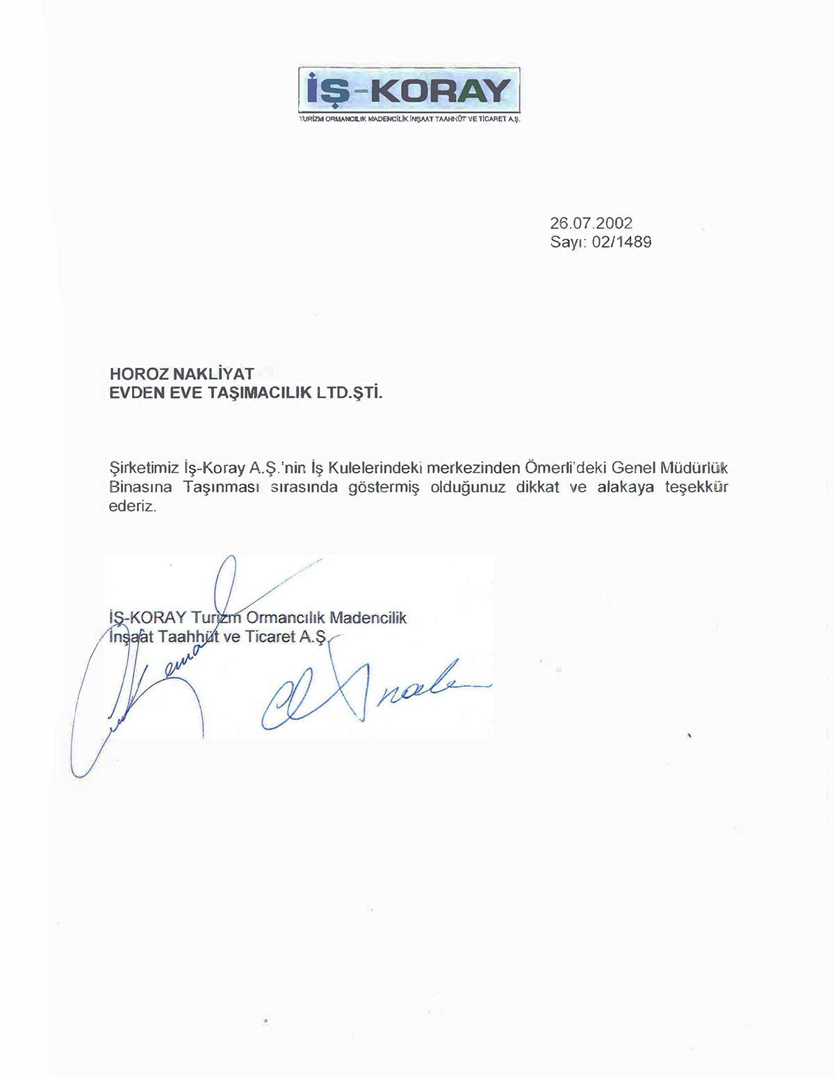 Horoz Nakliyat referans mektubu 30